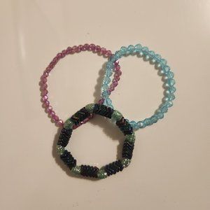 Pink Blue and Purple Beaded Bracelet Set